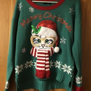 Green Christmas Cat Sweater